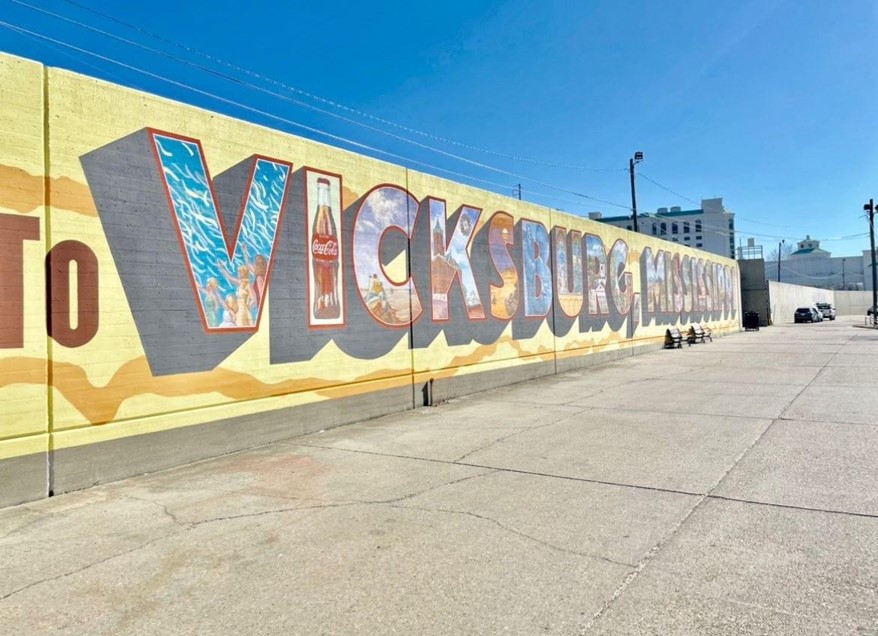 Vicksburg floodwall mural