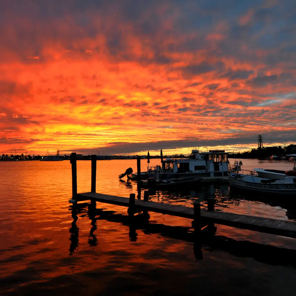 A jetty in Key West at sunset